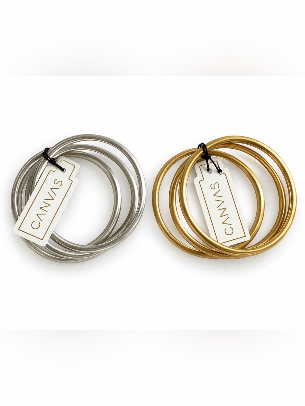 Canvas Brand Gold Metal Bangle Trio Set